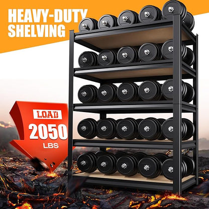 71.2" H Garage Shelving Heavy Duty Storage Shelves, Metal Adjustable Shelving Unit, Utility Garage Organizer Shelf for Basement, Pantry, Kitchen, Warehouse,15.7" Dx35.4 Wx71.2 H Black