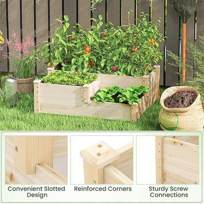 Giantex Raised Garden Bed, Wood Planter Box for Vegetables Flowers Fruit Herb, Easy Assembly, Garden Box Container for Backyard, Patio, Balcony (43" Lx35 Wx14.5 H)