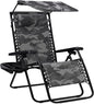 Best Choice Products Folding Zero Gravity Outdoor Recliner Patio Lounge Chair w/Adjustable Canopy Shade, Headrest, Side Accessory Tray, Textilene Mesh - Camouflage
