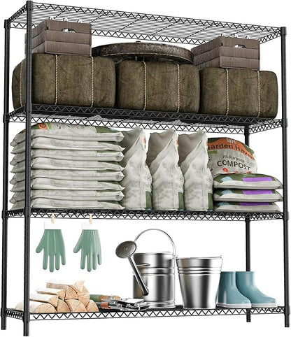 2400LBS 47.3" W Stand Shelf Wire Rust-Proof Outdoor Storage Shelving 4-Tier Utility Shelving Unit for Garden Home,Kitchen,Office Dark Grey 17.7" D x 47.3" W x 59.4" H