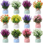 Cindeer 12 Pcs Large Artificial Potted Flowers Fake Potted Plants Plastic Faux Flowers for Home Decor Indoor Artificial Plants in Pots for Wedding Home Desk Tabletop Outdoor Office Kitchen (Vintage)