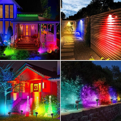 Peasur 6 Pack Solar Spot Lights Outdoor Color Changing, 7 Modes Halloween RGB Solar Powered Waterproof Spotlight, Landscape Lighting for Outside Yard Garden Pathway