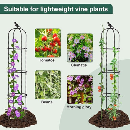 Garden Trellis for Climbing Plant Outdoor, 67" Tall Round Cucumber Trellis Plant Supports for Vines Flower Climbing Rose Clematis Vegetable Tomato Trellis, 1PC, Black