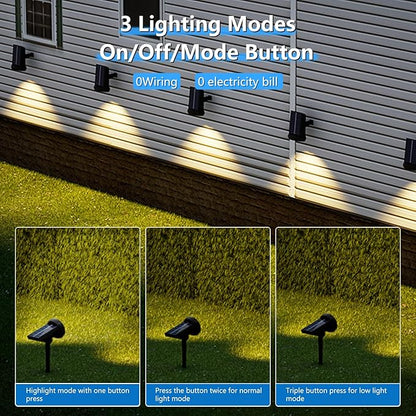 Solar Spot Lights Outdoor，Solar Lights Outdoor Waterproof IP68，Dark Sensing Auto On/Off，Suitable for Garden, Corridor Landscape Lighting and Flag Lighting. (Warm White, 4-Pack)