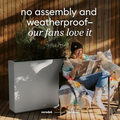 Veradek Span Plastic Box Series Planter - Tall Rectangular, White, All-Weather Resistant, Removable Insert Bucket, Modern Design, Indoor/Outdoor Use
