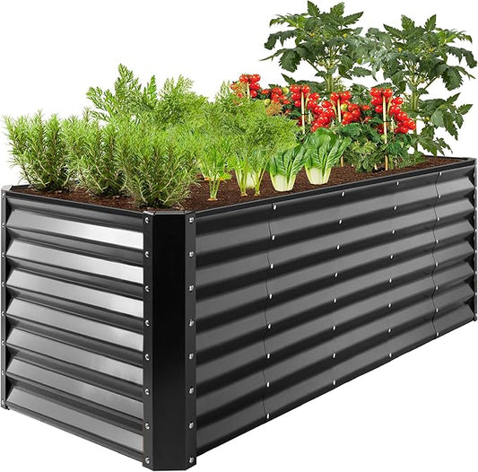 Best Choice Products 8x2x2ft Raised Outdoor Metal Garden Bed, Deep Root Box Planter for Vegetables, Flowers, Herbs, 240 Gallon Capacity, 100% Non Toxic Materials - Gray