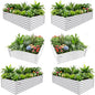 A ANLEOLIFE Set of 6, 18 Inch Tall Antique White Raised Garden Beds Kit, Rectangular & Square Planters for Organized Backyard Gardens
