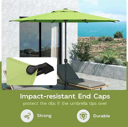 Abba Patio 9FT Lyon Outdoor Patio Umbrella Outdoor Table Umbrella with Crank Market Umbrella 8 Sturdy Ribs UV Protection Waterproof and Push Button Tilt for Garden Deck Backyard Pool,Lime