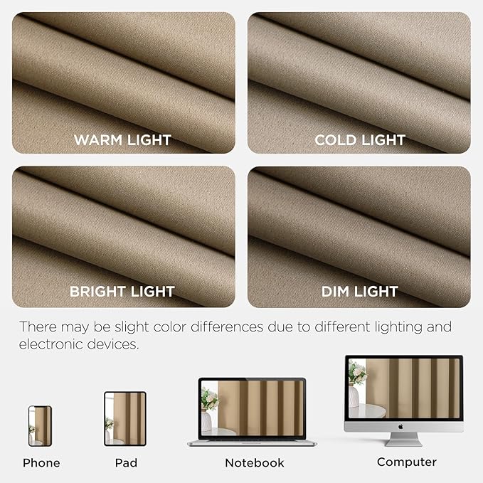 Joydeco Blackout Door Curtain for Doorway Privacy 84 Inches Long, Grommet Closet Curtain for Open Closet, Room Divider for Bedroom Living Room (Light Beige, 52Wx84L, 1 Panel)