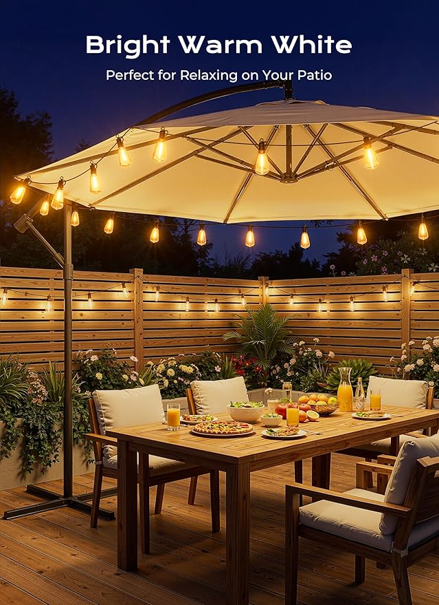 Brightown 76FT Solar String Lights Outdoor Waterproof, Patio Lights with Remote and 23+1 LED Shatterproof Bulbs, Dimmable & Timable, 3 Light Modes, Solar Lights Outdoor for Yard Camping Party Outside