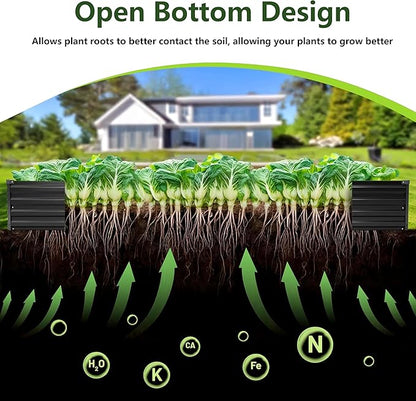 10×3×1FT(2PCS) Galvanized Raised Garden Bed Kit, Metal Planter Boxes,Large Outdoor Planters Garden for Planting Vegetables,Flowers,Herbs -Black