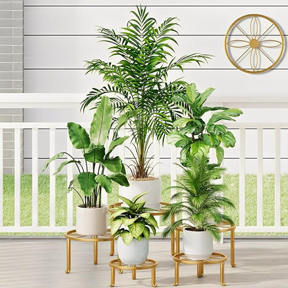 5-Pack Metal Plant Stand Indoor Anti-Rust Flower Display Stand Heavy Duty Rustproof Iron Corner Plant Holder, Round Pot Rack Shelf for Home Garden