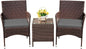 Devoko Patio Porch Furniture Sets 3 Pieces PE Rattan Wicker Chairs with Table Outdoor Garden Furniture Sets (Brown/Grey)