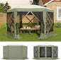 13x13FT 6-Sided Pop Up Gazebo Tent，One-Push Setup Canopy Tent with Removable Canopy Top & Wind Cloths, Outdoor shelter for Camping, Backyard Parties, Outdoor Events - Army Green