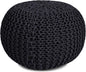 BIRDROCK HOME Round Pouf Ottoman | Cotton Braided Foot Stool with Bean Bag Filling | Boho Foot Rest for Living Room & Bedroom | Compact & Comfortable Seating, Lightweight & Soft | Charcoal