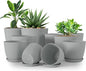 Utopia Home - Plant Pots Indoor with Drainage - 7/6.6/6/5.3/4.8 Inches Home Decor Flower Pots - Pack of 10 Plastic Planters for Indoor Plants, Cactus, Succulents Pot - Grey