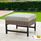 Outdoor Cushioned Ottoman Wicker Patio Furniture Ottoman with Grey Cushion Metal Steel Frame