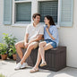 Deck Box Brown Resin Outdoor Storage Bench with Lockable Lid