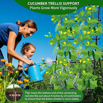 Lalahoni Cucumber Trellis, 6ft Tall Metal Garden Trellis for Climbing Plants Outdoor A-Frame Vine Plant Support for Vegetable Fruit Tomato Peas Beans Cucumber Trellis for Raised Bed