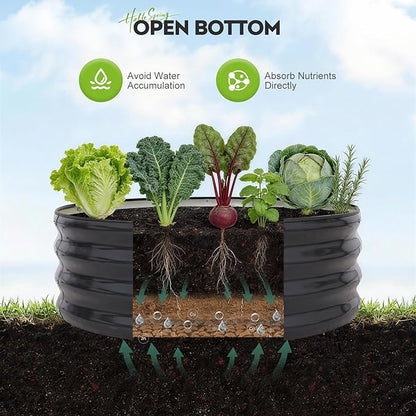 ZORMY Galvanized Raised Garden Bed Outdoor, Round Metal Planter Boxes 2 Pcs, 3x3x1ft Steel Raised Bed Kit for Planting Vegetables, Fruits, Flowers(Grey)