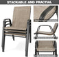 Patio Dining Chairs Set of 4 in Brown with Stackable Steel Frame