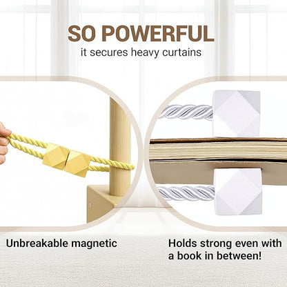 Hion Magnetic Curtain Tiebacks Golden 2pcs, Curtain Tiebacks Buckles Holdbacks Holders Hooks Clip for Home Bedroom Office Decorative Curtain