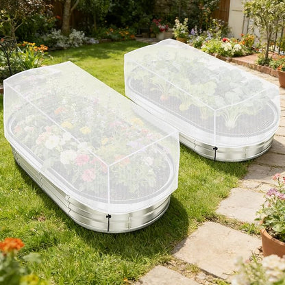 2 Pack Garden Netting for Raised Beds, 55.1" x 30" x 19.6" Garden Bed Insect Bird Netting Cover, Raised Garden Bed Plant Cover Mesh Pest Barrier Screen for Protecting Vegetables Fruits Flowers