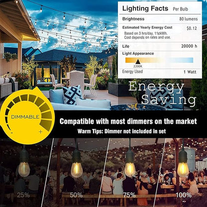 String Lights 150 Ft Warm White LED Shatterproof Outdoor
