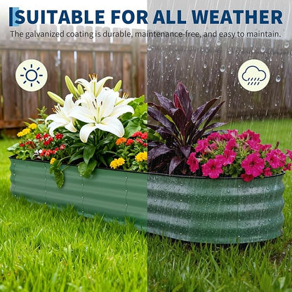 Garvee 2 Pack Galvanized Raised Garden Beds - 8x2x1.5ft Planter Box for Vegetables, Flowers, Rust-Resistant Garden Box, Easy Assembly Raised Beds, Durable Planters for Outdoor Plants, Green