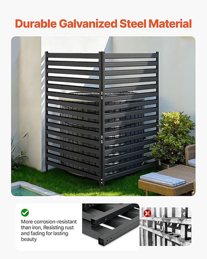VEVOR Metal Privacy Screen, 38" W x 60" H Freestanding Modern Privacy Fence, Garden Divider Panel with Extended Ground Stakes & Panel Height Adjustable, Freestanding Outdoor Divider for Garden, Indoor