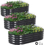 INNO STAGE 3Pcs Galvanized Raised Garden Bed Kit, Outdoor Metal Raised Garden Beds for Vegetables, Rust-Resistant & Easy Assembly, 4x2x1ft Oval Raised beds for Gardening, Flowers, Herbs (CoatedGrey)