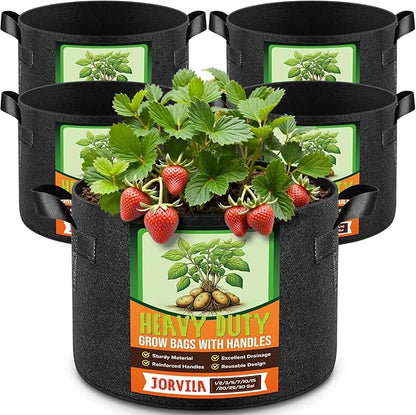 5 Pack 5 Gallon Grow Bags, Thickened Nonwoven Fabric Planter Pots with Handles, Heavy Duty 300G Garden Pots for Tomato, Potato and Vegetable