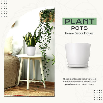 Utopia Home - Plant Pots Indoor with Drainage - 7/6.6/6/5.3/4.8 Inches Home Decor Flower Pots - Pack of 10 Plastic Planters for Indoor Plants, Cactus, Succulents Pot - Grey