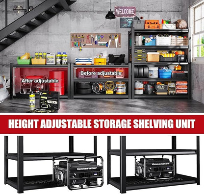 Set of 2 Garage Shelving-3000 lbs 5 Tier Storage Shelves,Adjustable Heavy Duty Metal Shelving Unit and Storage Large Wire Rack,Utility Steel Shelf for Warehouse Industrial Pantry Basement 71"x46"x18"