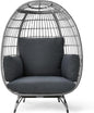 Best Choice Products Wicker Egg Chair, Oversized Indoor Outdoor Lounger for Patio, Backyard, Living Room w/ 4 Cushions, Steel Frame, 440lb Capacity - Gray/Charcoal