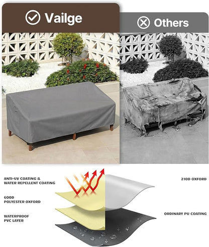 Vailge Heavy Duty Patio Sofa Cover, 100% Waterproof 3-Seater Outdoor Sofa Cover - Image 5