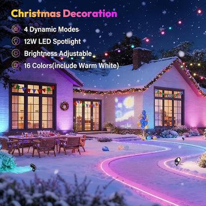 Halloween Christmas Spotlight Outdoor Color Changing Landscape Spotlights,12W RGBW LED Outdoor Spot Lights for Yard Garden Decor,Waterproof 110V Plug in Landscape Lighting with Remote,6 Packs