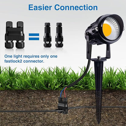 SUNVIE Fastlock2 Low Voltage Wire Connector Landscape Lighting Connectors 12-18 Gauge Waterproof Low Voltage Connectors Outdoor Landscape Wire Connector for Garden Yard Path Lights, 24 Pack