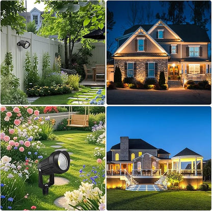 12W LED Landscape Lights Low Voltage, 3000K Warm White 12V AC/DC Waterproof Outdoor Spotlights, IP65 Garden Pathway Lights with 12 Spike Stands for Tree Garden Yard Pathway (12 Pack)