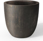 Kante 14 Inch Dia Round Concrete Planter, Indoor Outdoor Large Plant Pot with Drainage Hole and Rubber Plug for Home Patio Garden, Oil Rubbed Bronze