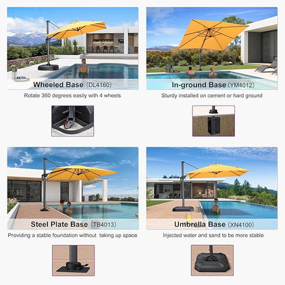 PURPLE LEAF 8' X 8' Patio Umbrella for Pool 7' High Offset Outdoor Cantilever Umbrella Swimming Pool Umbrella with 360°Rotation for Poolside Yellow
