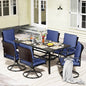 LEVELEVE 7 Piece Outdoor Patio Dining Set with 6 Swivel Dining Chairs & 1 Large Round Dining Table,Bistro Furniture Set for Lawn, Garden, Deck, Backyard and Porch