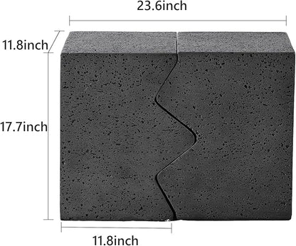 COSIEST Concrete Side Table, Set of 2 Rectangular Outdoor Side Tables, Decorative Garden Stools for Indoor Outdoor, Accent Table Patio Side Table End Table w Spotted, Dark Grey
