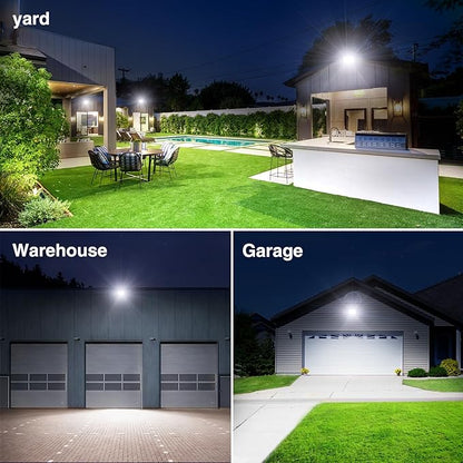 Onforu 120W Flood Lights Outdoor, 12000lm Bright LED Work Light with Plug, 6500K Daylight White LED Flood Lighting, IP66 Waterproof Security Yard Lights for Yard Garage Stadium 4 Pack