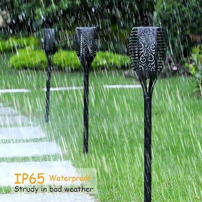 4 Pack Outdoor Solar Flame Light,Solar Lights Outdoor for Garden Decorations with Flickering Flame,IP65 Waterproof Solar Powered Yard Lights Torch Light for Lawn Patio Pathway (Warm White)