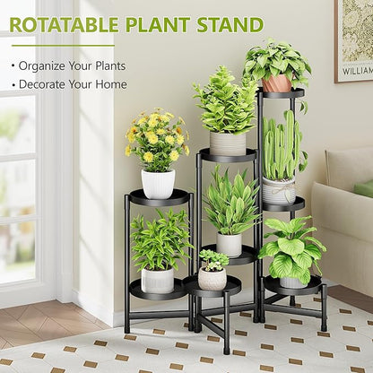 8 Tier Plant Stand Indoor, Tiered Plant Stand Outdoor for Multiple Plants, Corner Plant Shelf for Patio Balcony Porch Garden Living Room House, Black