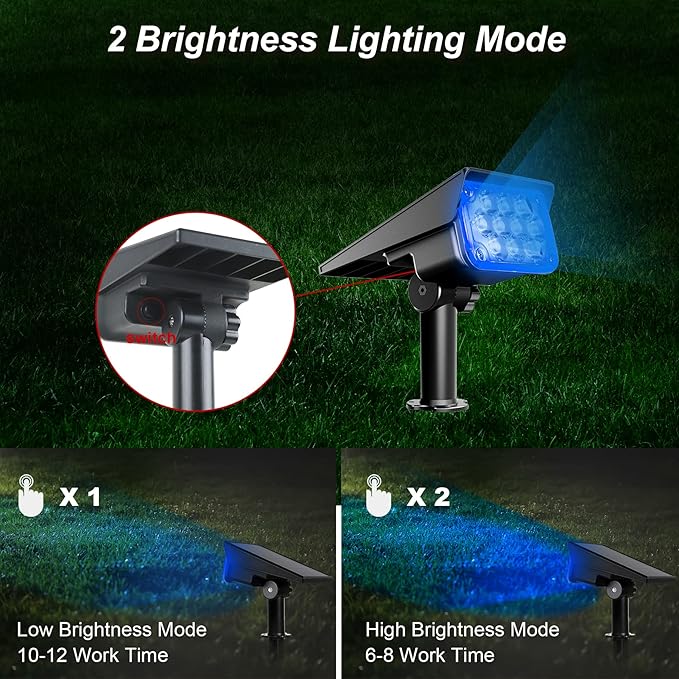 Solar Spot Lights Outdoor, Blue Solar Spotlights Landscape Lighting with IP65 Waterproof 20 LEDs Landscape Spotlight for Garden Path Yard Holiday Decoration 4 Pack