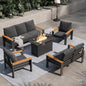 Aoxun Aluminum Outdoor Patio Furniture Set, 8-piece Outdoor Sectional with 44'' Propane Gas Firepit Table, Patio Conversation Sets with Upgraded Armrests and Cushions for Backyard, Garden and Poolside
