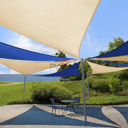 Patio Paradise 2' x 2' x 2' Sun Shade Sail Triangle Canopy Shade Cloth Fabric Sunlight Block Patio Pergola Cover HDPE Deck Awning for Outdoor Backyard Roof Shading, Beige