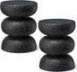 Glitzhome Outdoor Side Table Set of 2, 18" H Decorative Garden Stool MgO Faux Terrazzo End Table, Heavy Duty Indoor Outdoor Round Planter Stand for Living Room Bedroom Patio Deck Poolside,Black